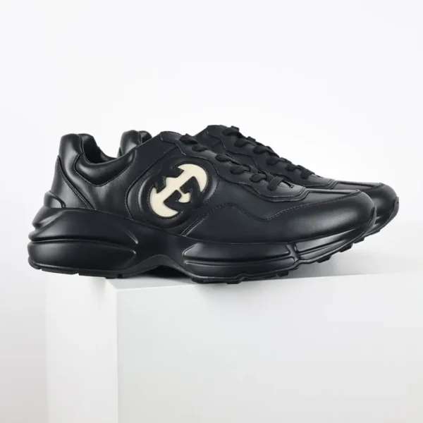 Gucci Rhyton Black Bat Print Chunky Sneakers