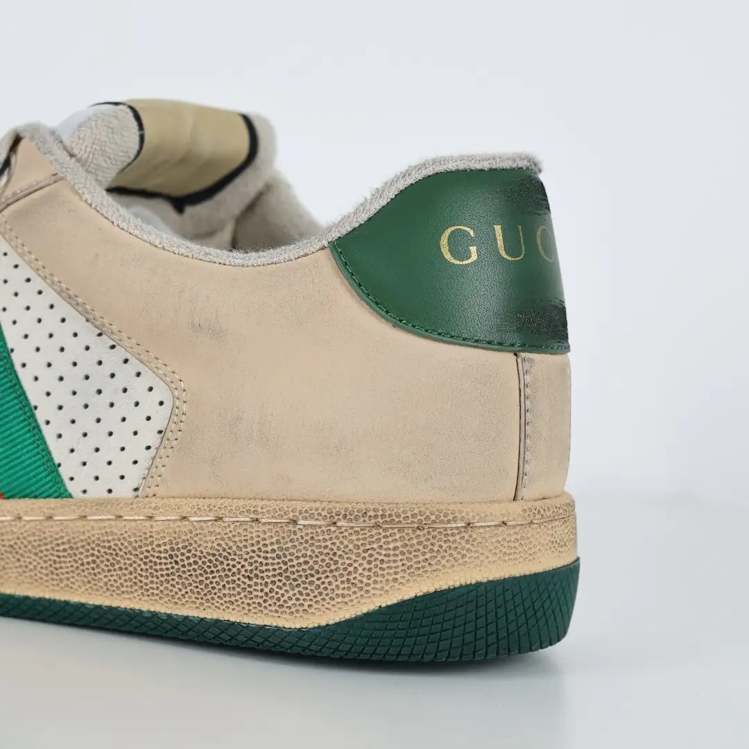 Gucci Screener White Perforated Distressed Sneakers - Image 5