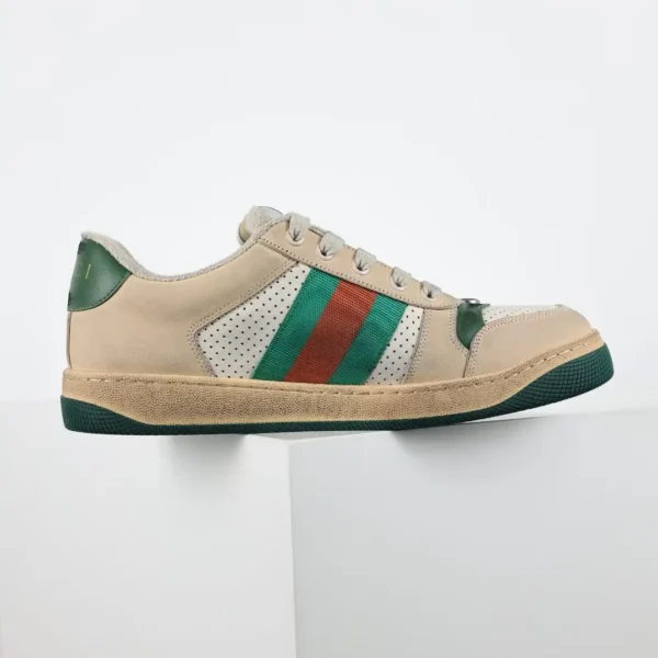 Gucci Screener White Perforated Distressed Sneakers