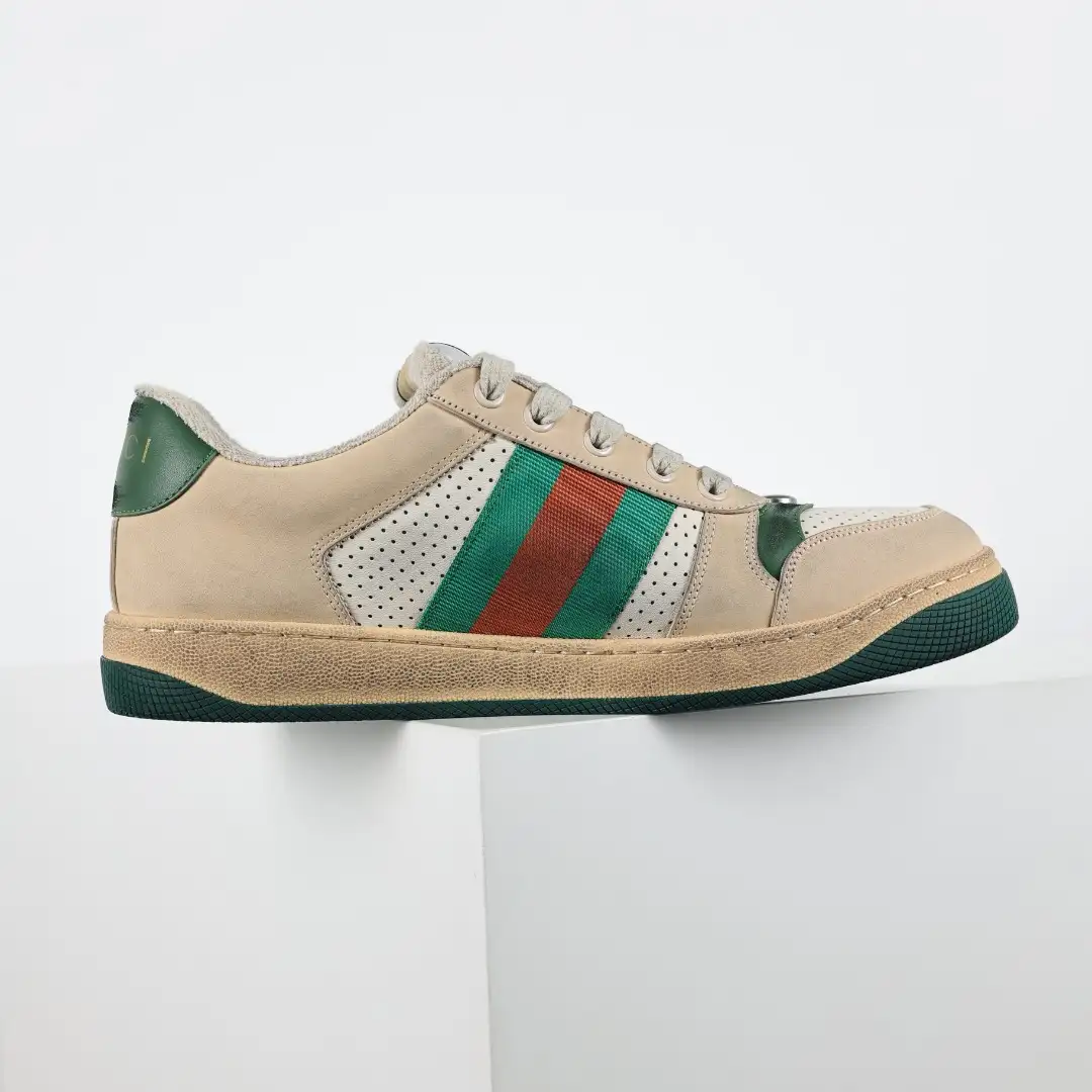 Gucci Screener White Perforated Distressed Sneakers - Image 1