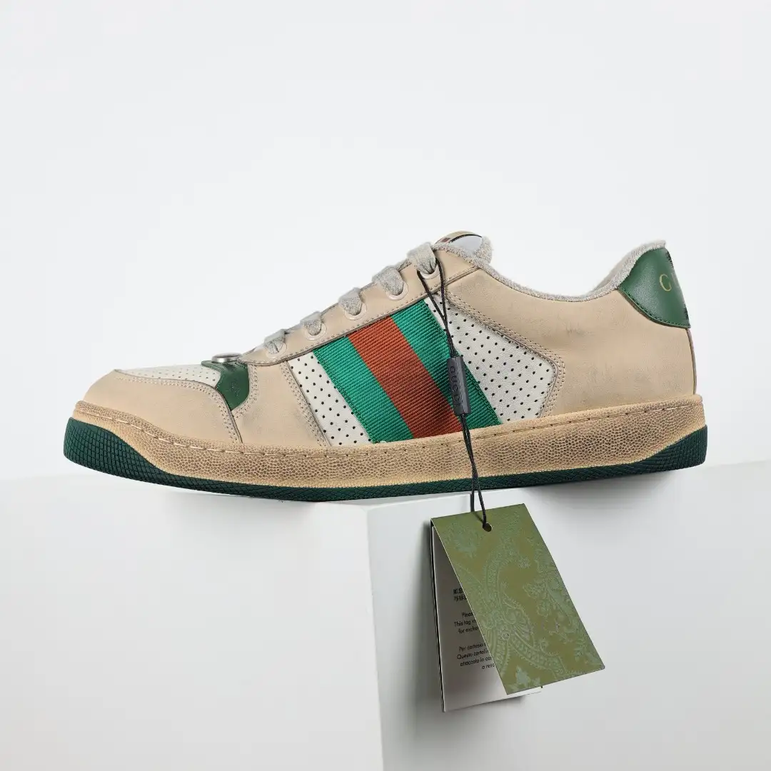 Gucci Screener White Perforated Distressed Sneakers - Image 9