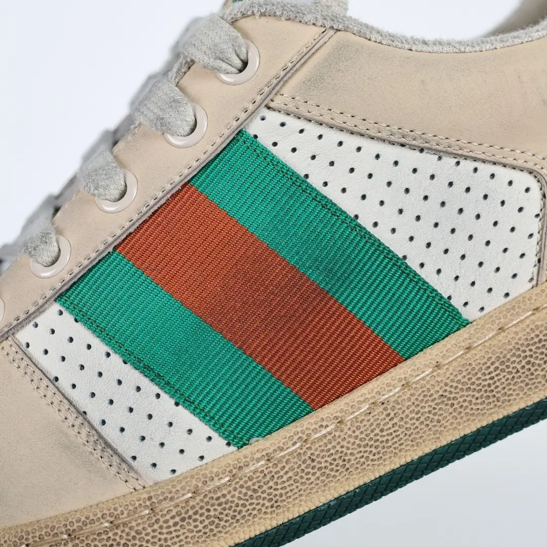 Gucci Screener White Perforated Distressed Sneakers - Image 8