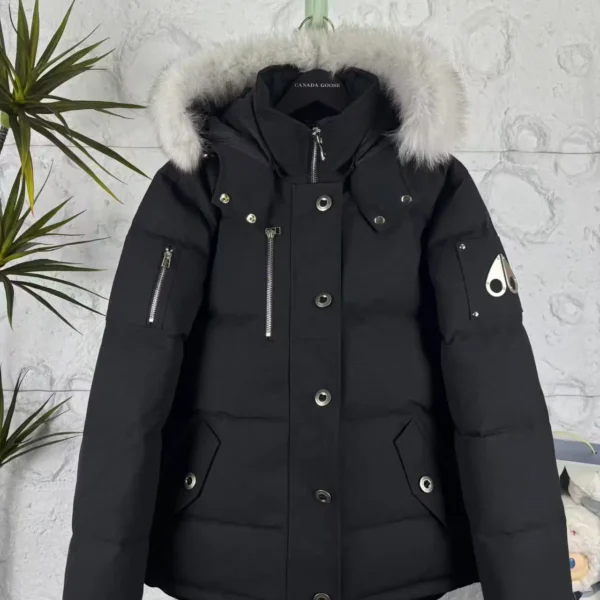 Moose Knuckles Utility Pocket Down Jacket – Black & White Fur Options