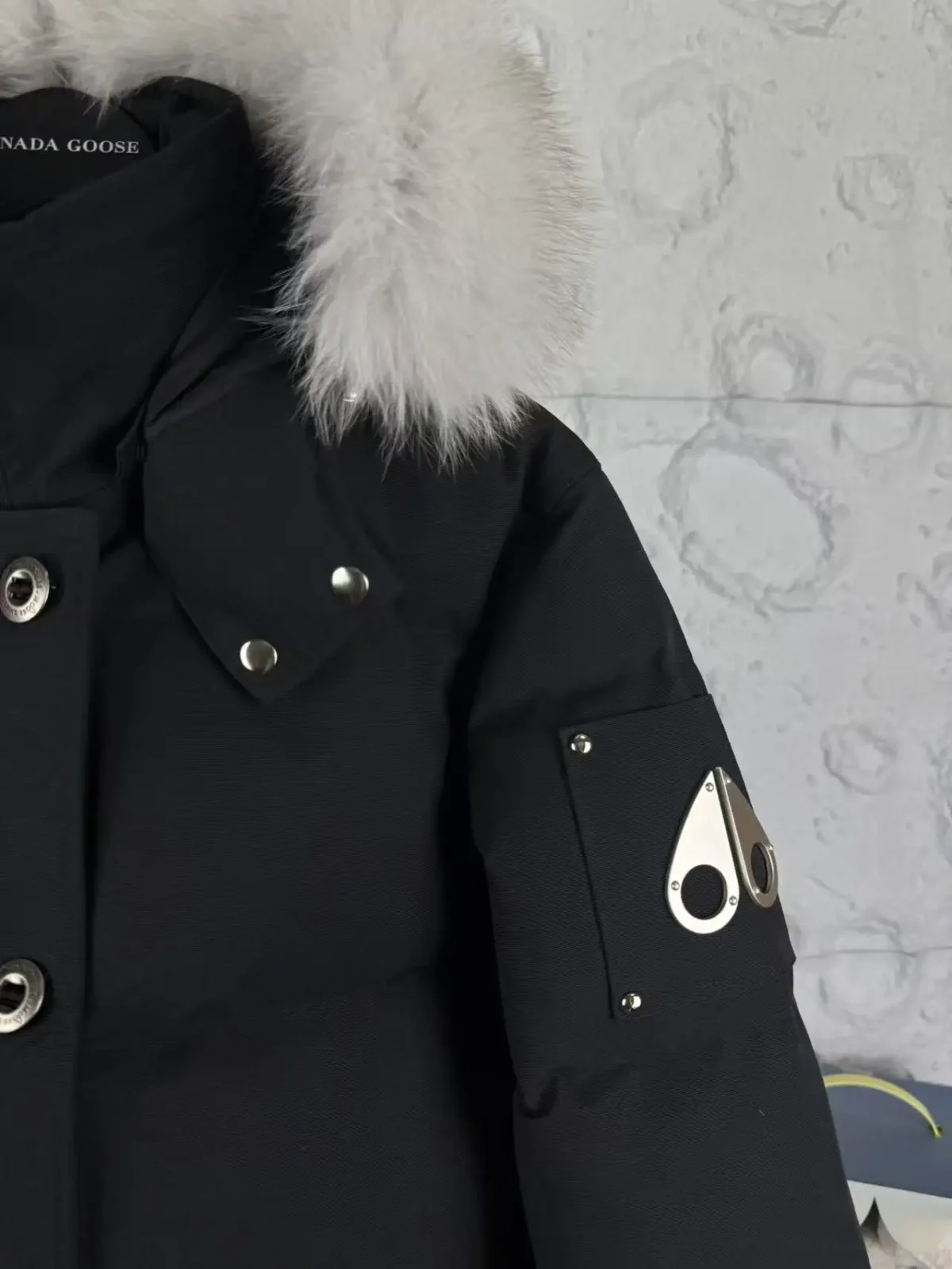 Moose Knuckles Utility Pocket Down Jacket – Black & White Fur Options - Image 7